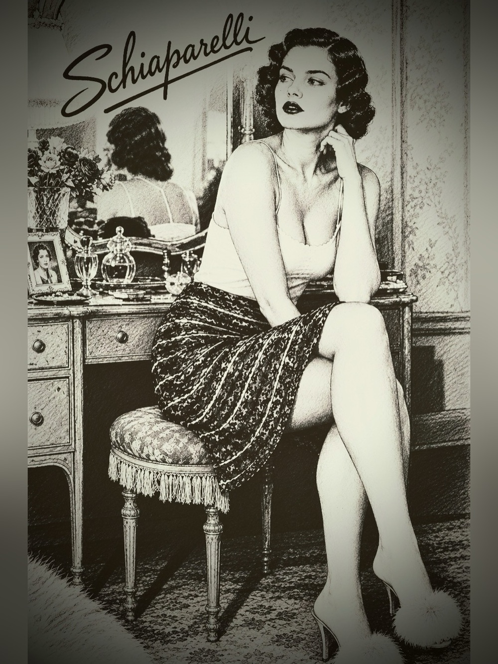 1950 Elsa Schiaparelli Lingerie Slip Skirt Undergarment Skirt vintage